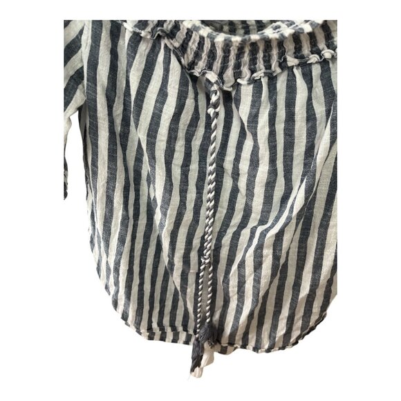 Mud Pie Women’s Striped Peasant Top with Tassel Tie – Size Small - Picture 3 of 7